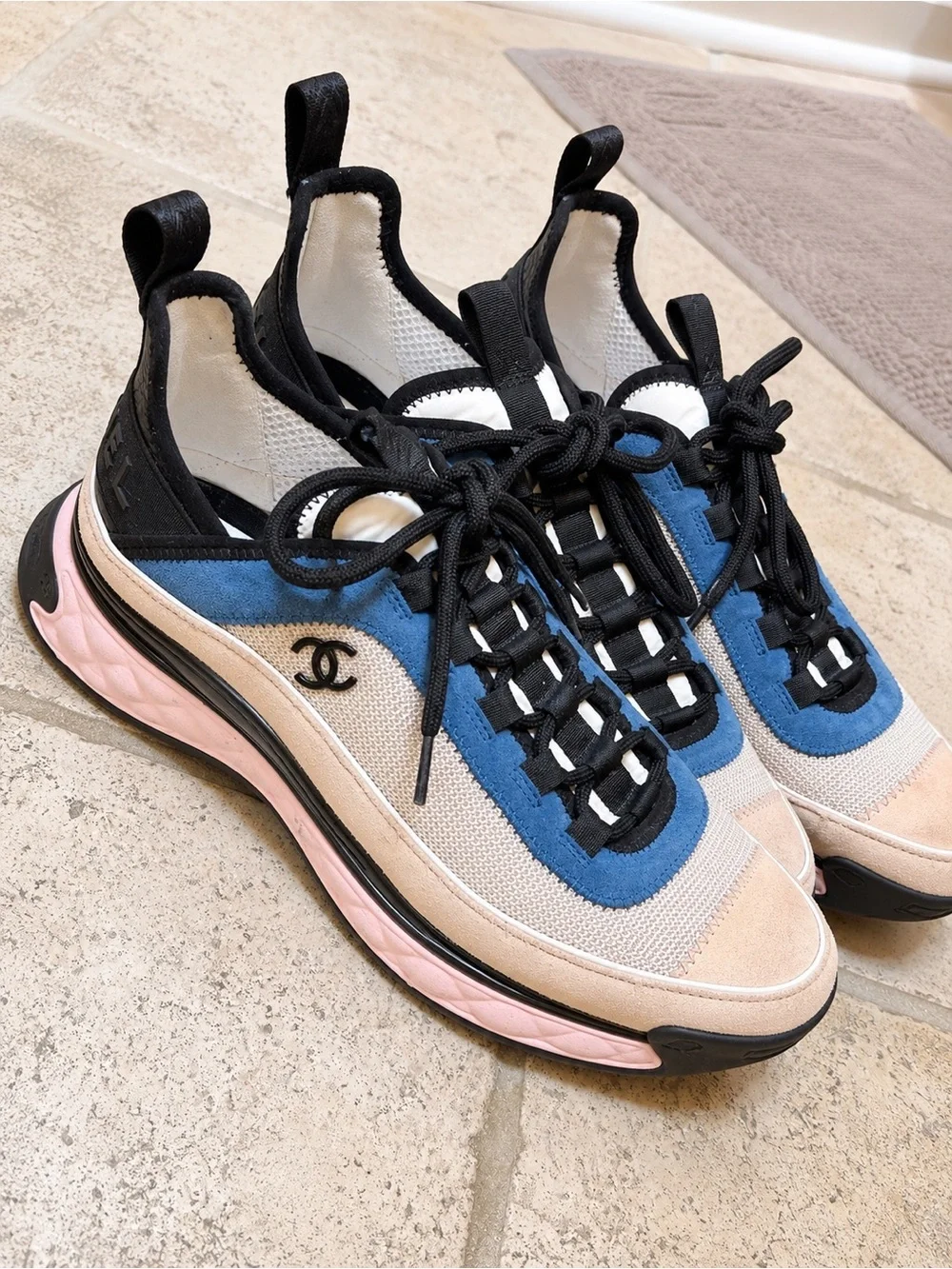 Chanel platform sneakers- blue, pink, beige. Size 39. 100% authentic.